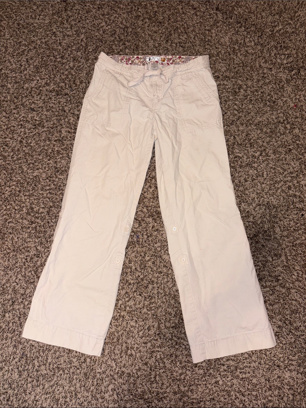 Old Navy Women's Low Waisted Beige Capris with Drawstring Waist